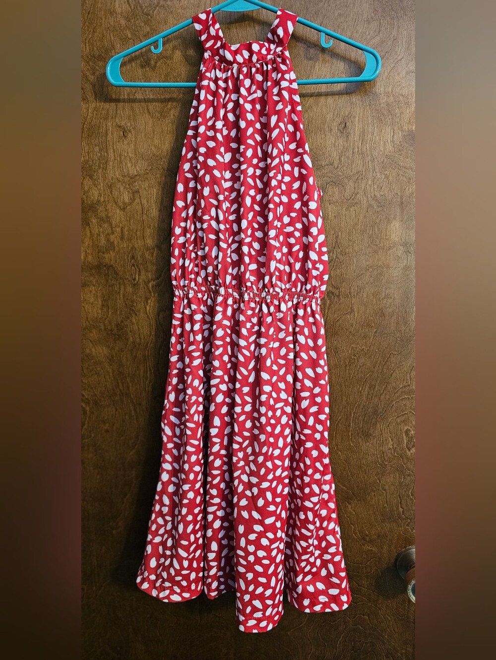 Red and White Satin Dress